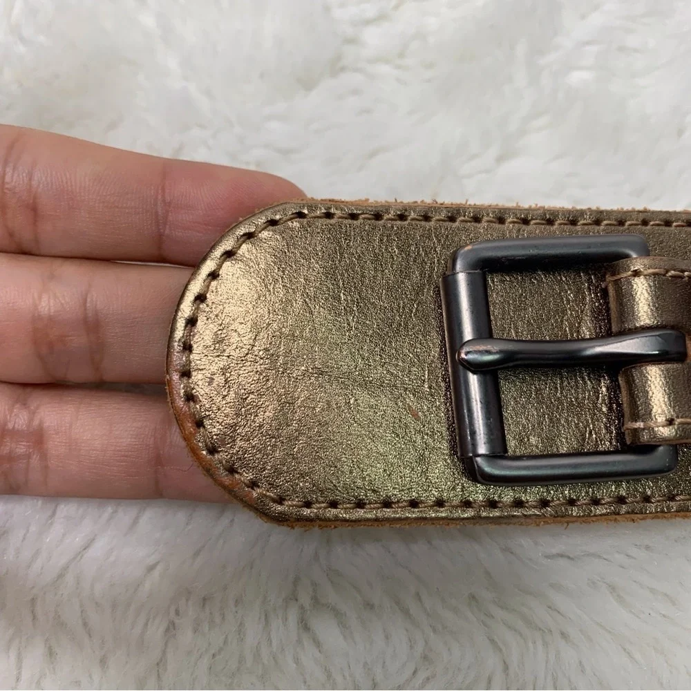 J.Jill Women's Genuine Leather Gold Belt Size Small